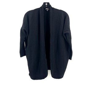 Brooks Brothers Extra Fine Merino Wool Black Drape Front Cardigan Sweater Size S